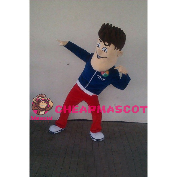 Big Face Man In Sportswear Mascot Costume