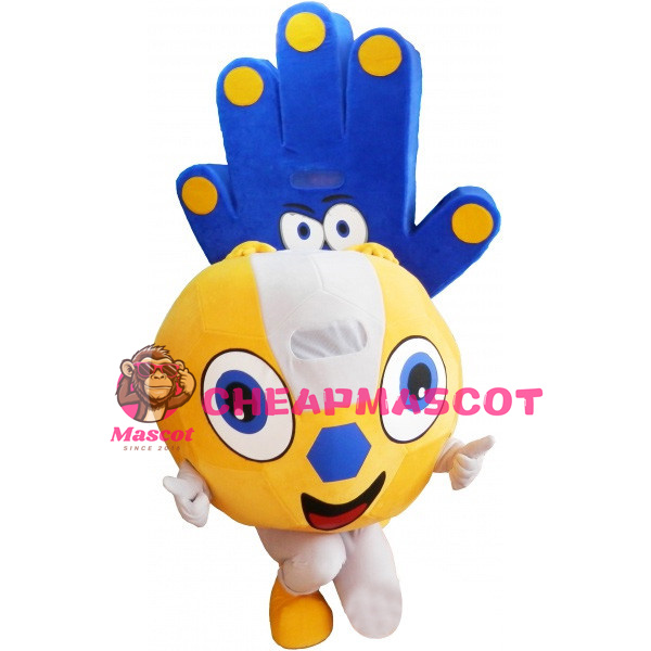 Giant Purple Hand & Yellow Football Mascot Adult Costume
