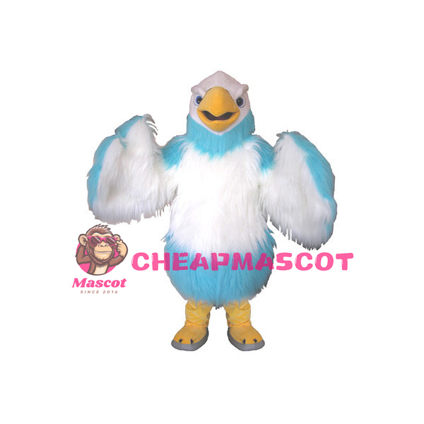 Adult Plush White & Blue Eagle Mascot Costume