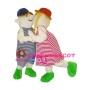 Boy In Blue Hat & Girl In Red Hat Mascot Costume Striped Couple Suit