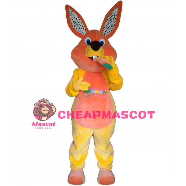 Orange & Yellow Rabbit With Carrot Mascot Costume 