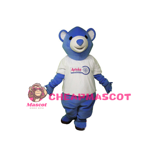 Adult Cartoon Blue Bear Mascot Costume 