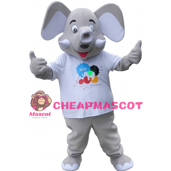 Friendly Grey Bull Elephant Mascot Adult Costume 