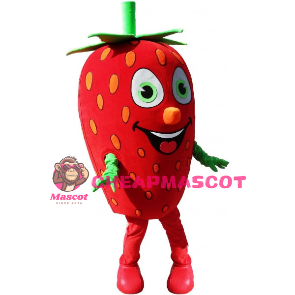 Giant Cartoon Strawberry Mascot Adult Costume 
