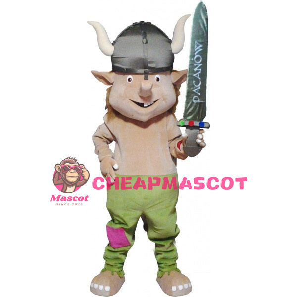 Viking With A Sword Mascot Costume 