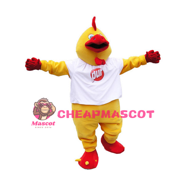 Adult Red & Yellow Rooster Mascot Costume 