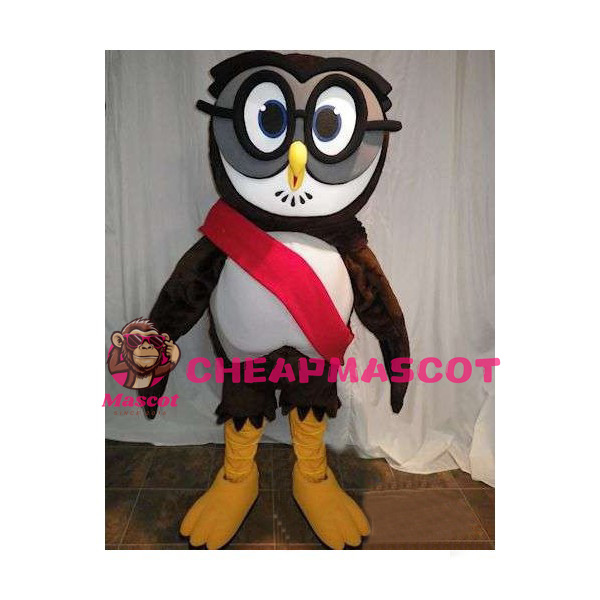 Black Owl With Glasses Mascot Adult Costume