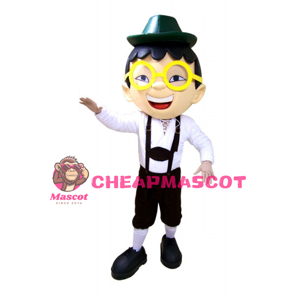 Man With Yellow Glasses Mascot Costume