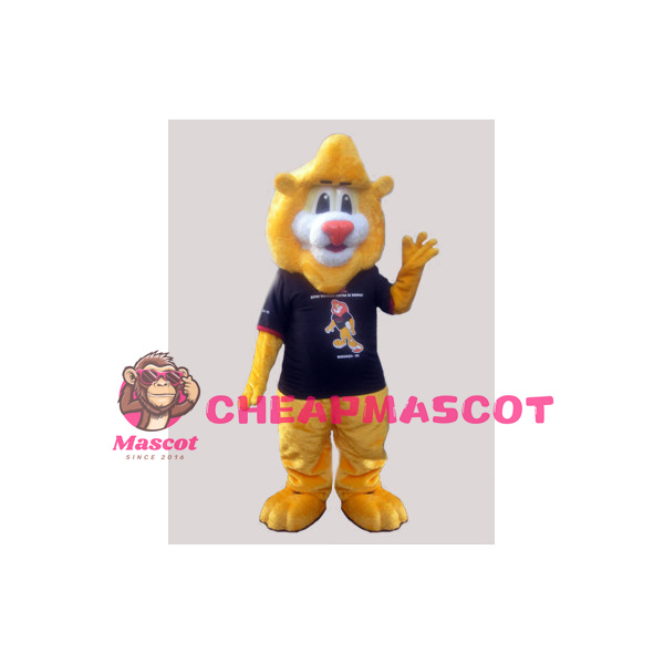Adult Plush Yellow Lion Mascot Costume