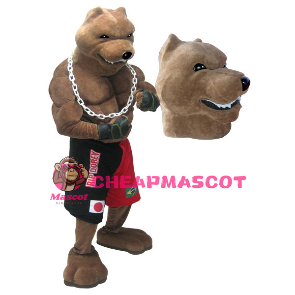 Ferocious Muscle Brown Wolf Mascot Costume