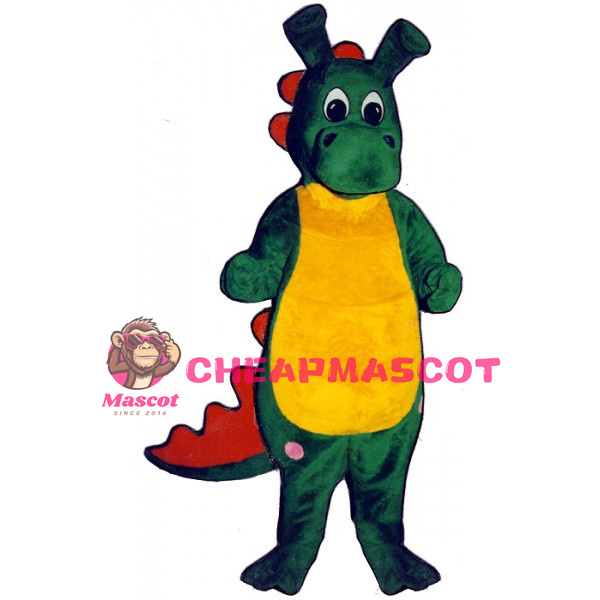 Adult Size Green & Yellow Dinosaur Mascot Costume 