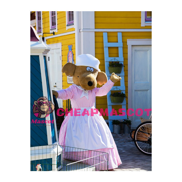 Brown Deer In Plaid Dress Mascot Adult Costume 