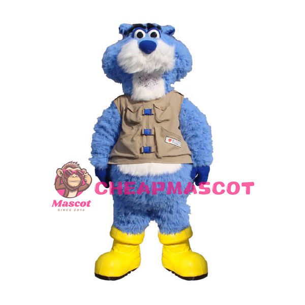 Adult Plush Blue & White Leopard Mascot Adult Costume 