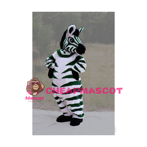 Green Zebra Mascot Adult Costume 