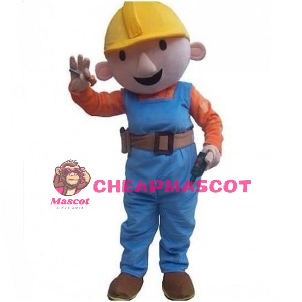 Construction Engineer With Helmet Mascot Costume