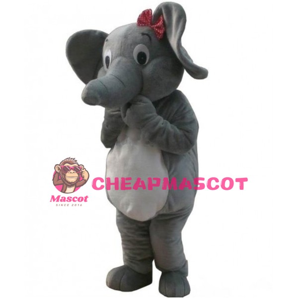 Introverted Grey Elephant Mascot Costume