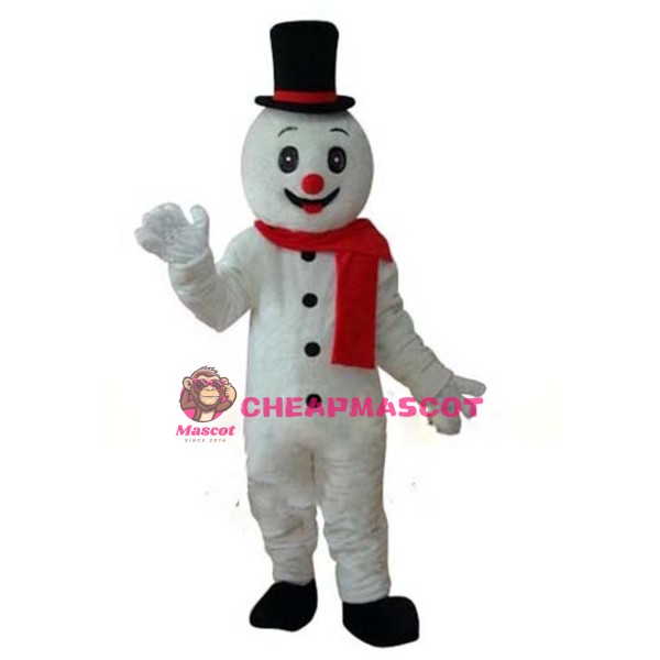 Snowman Wearing Red Scarf Mascot Costume