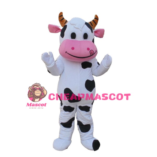 Naughty Cow With Tongue Out Mascot Costume