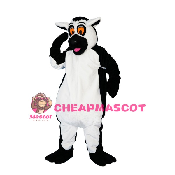 Black & White Cattle With Orange Eyes Mascot Costume
