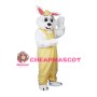 Scholar Rabbit Wearing Yellow Overalls Mascot Costume