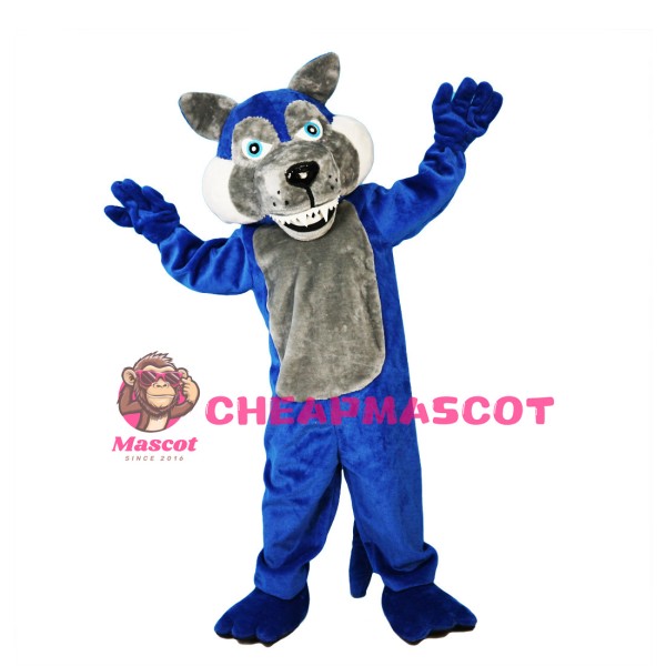 Blue & Grey Wild Wolf Mascot Costume