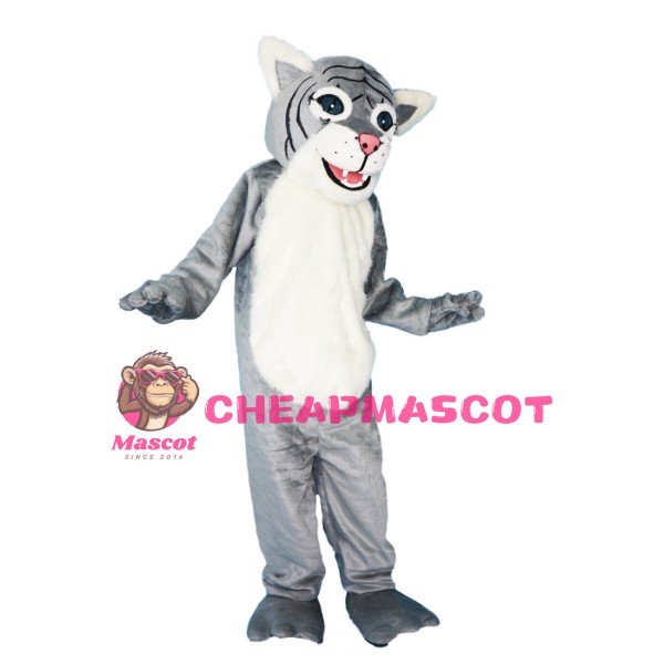 Docile Gray & White Tiger Mascot Costume