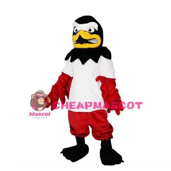 Unpleasant Eagle With Red Wings Mascot Costume