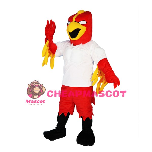 Square Head Red Eagle Mascot Costume