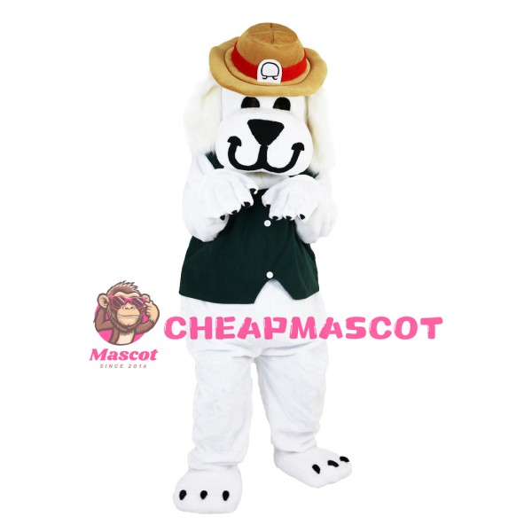 Plush Dog With Brown Hat Mascot Costume