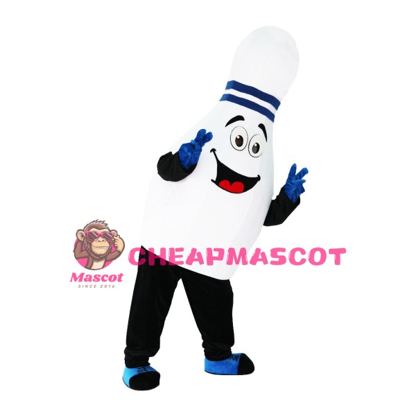 White Bowling Ball Bottle Mascot Costume