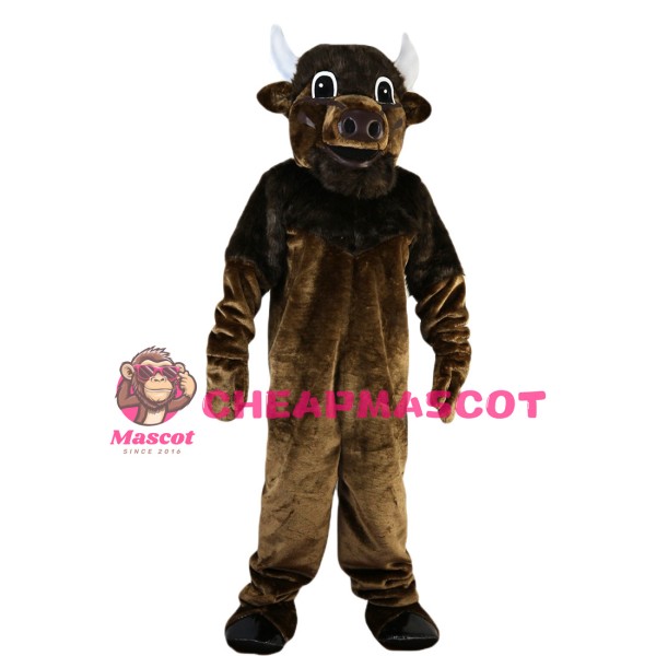 Adult Style Bull With White Horns Mascot Costume