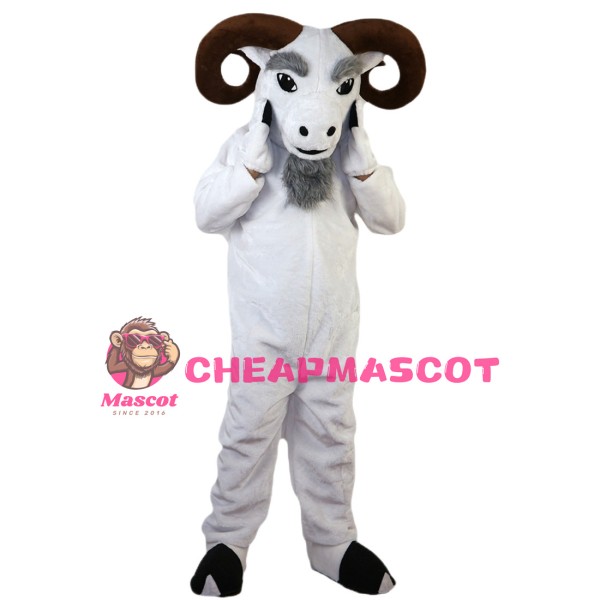 Old Ram With Curved Horns Mascot Costume