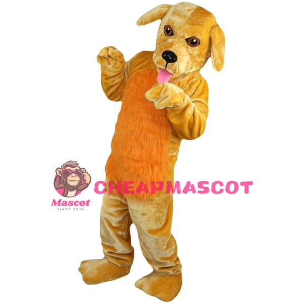 Brown Dog Licking Paw Mascot Costume