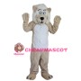 Khaki Lion With White Mane Mascot Costume