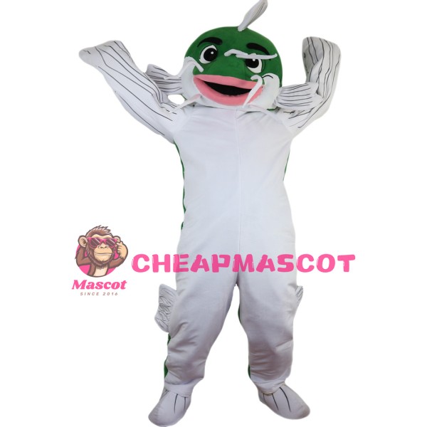 Flat Head Catfish With Big Mouth Mascot Costume