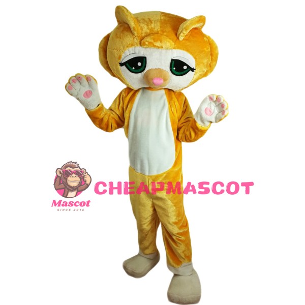 Shy Little Yellow Cat Mascot Costume