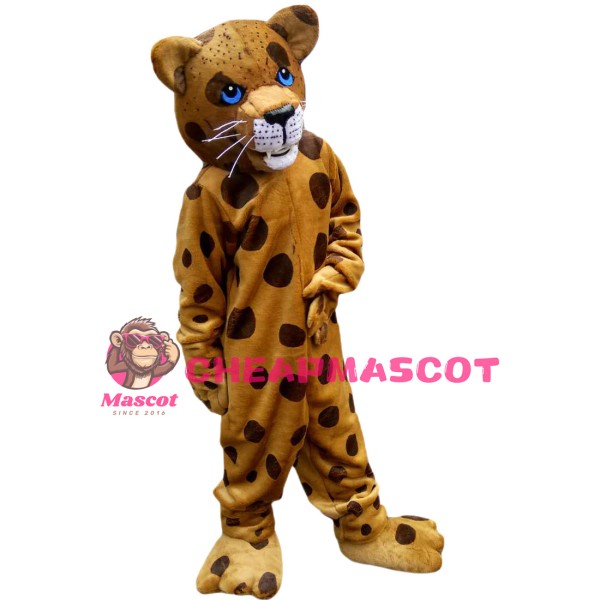 Leisurely Leopard With Blue Eyes Mascot Costume