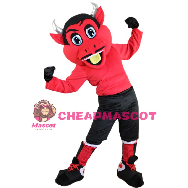 Sportsman Bull With Silver Horns Mascot Costume