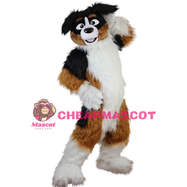 Obedient Long Fur Dog Mascot Costume