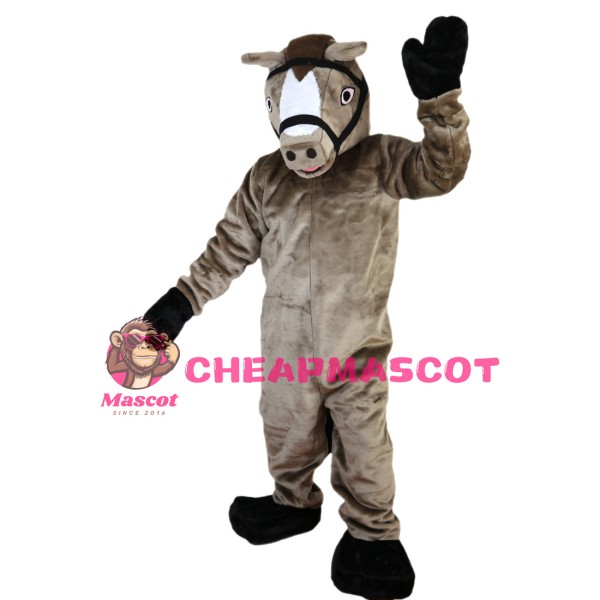 Standing Brown Horse Mascot Costume