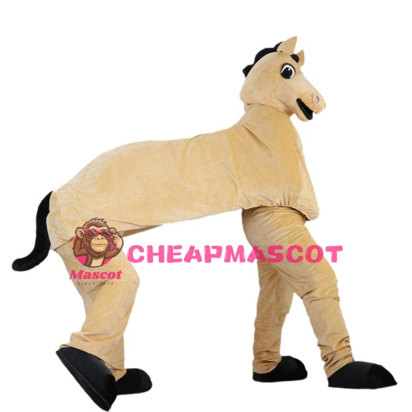 Funny Khaki Double Horse Mascot Costume