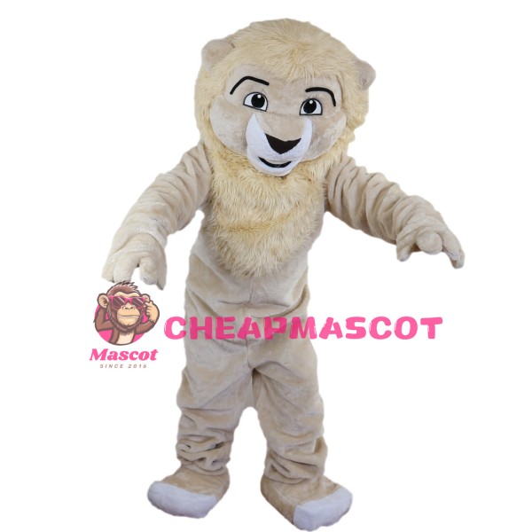 Plush Beige Lion Mascot Costume