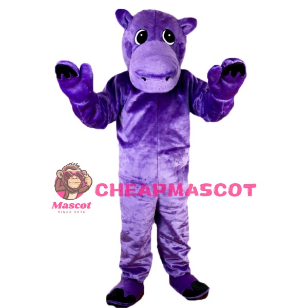 Purple Hippo Mascot Costume