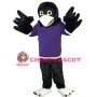 Crow Wearing Purple Clothes Mascot Costume