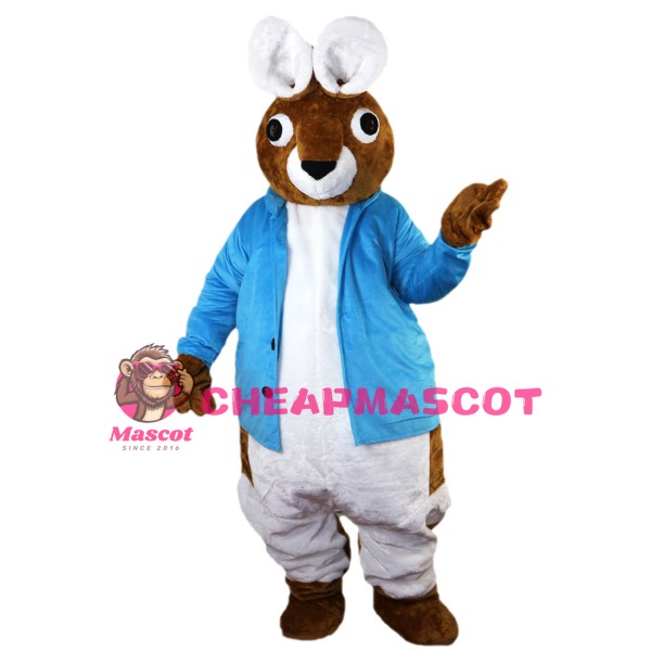 Big Rabbit With Blue Coat Mascot Costume