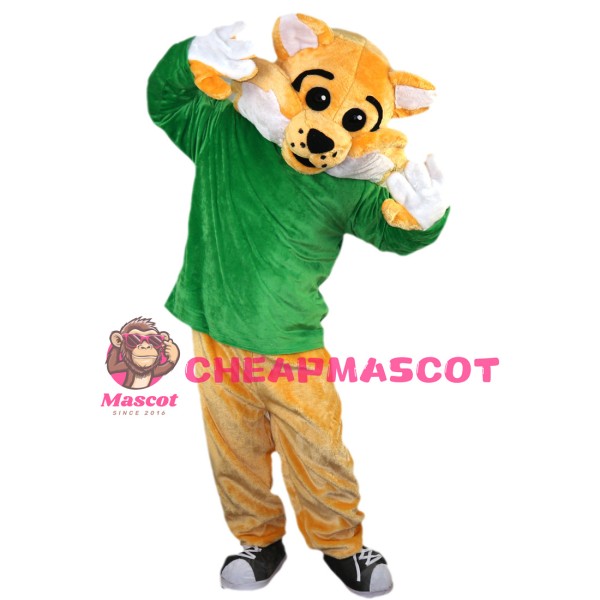 Tiger With Green Top Mascot Costume Full Set