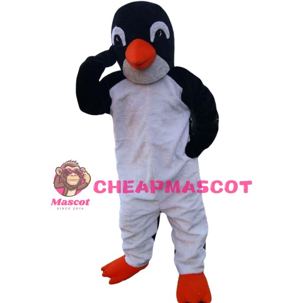 Big Penguin Covering Eyes Mascot Costume