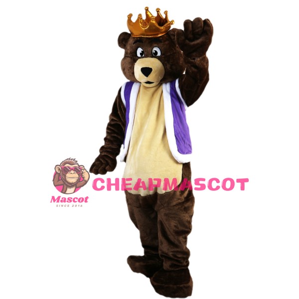 Kind Regards Bear With Crown Mascot Costume