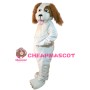Honest White Dog With Tongue Out Mascot Costume