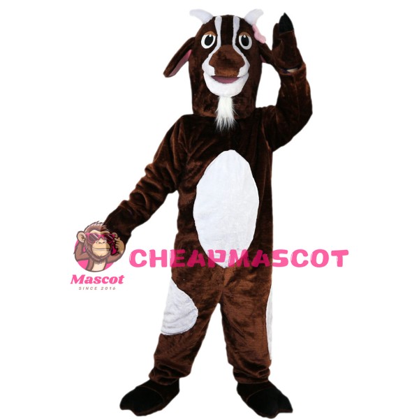 Brown Goat With Pink Flower Mascot Costume